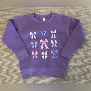 LAT Apparel (Rabbit Skins) Girls' Purple Bow Print Sweatshirt